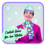Wintermotiv mit Schal, Mütze und Schneeflocken